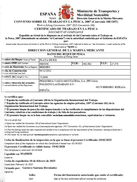 Certificado Pevasa
